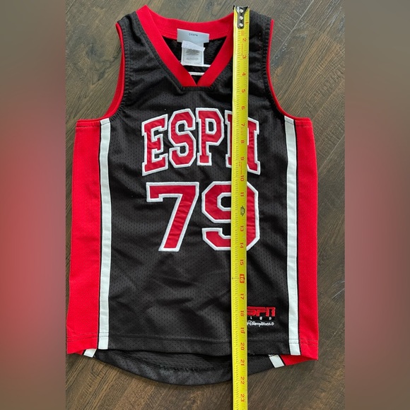 ESPN Basketball Red Black Embroidered Youth Jersey Size Medium - Picture 7 of 7
